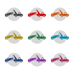 Obraz premium Car Towing Truck color Icon set isolated on white background