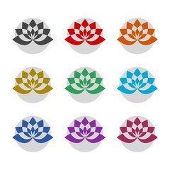 Lotus color icon set isolated on white background
