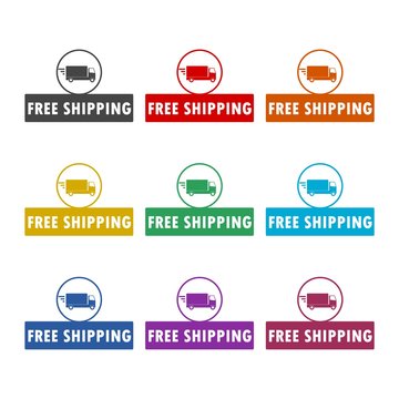 Free shipping color icon set isolated on white background
