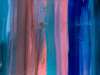 Abstrakte vertikale Ölgemäldebeschaffenheit. Moderne abstrakte Kunst. Trendiger Hintergrund 2020. Fragment von Kunstwerken auf Leinwand. Flecken von Ölfarbe. Pinselstriche der Farbe. Tiefblau, Pink, klassisches Blau. © Lyu