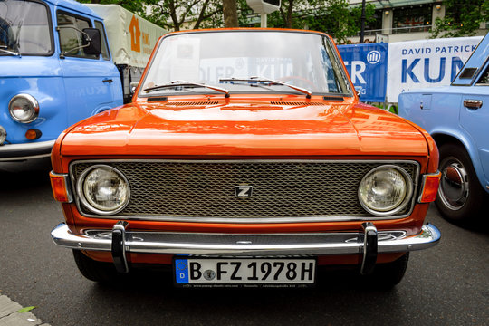 BERLIN - JUNE 17, 2017: Small family car Zastava 1100 Skala, 1978. Classic Days Berlin 2017.