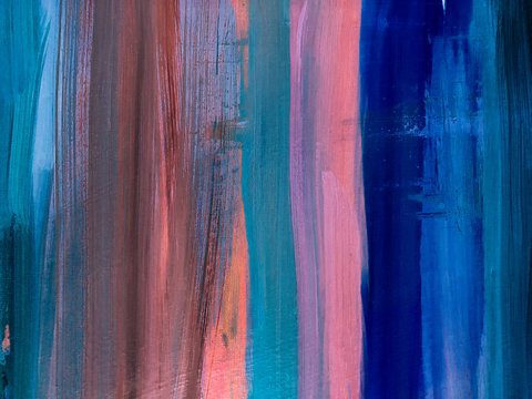 Abstract vertical oil painting texture. Modern abstarct art. Trendy background 2020.  Fragment of artwork on canvas . Spots of oil paint. Brushstrokes of paint. Deep blue, pink, classic blue.
