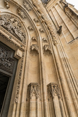 St. Vitus's Cathedral detail inside Prague Castle, Czech Republic. Gothic ornamental details of St. Vitus Cathedral 