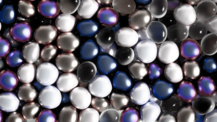 Beautiful background with beads, particles and simulation. 3d illustration, 3d rendering.