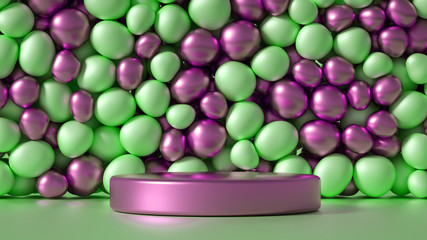 Beautiful background with beads, particles and simulation. 3d illustration, 3d rendering.
