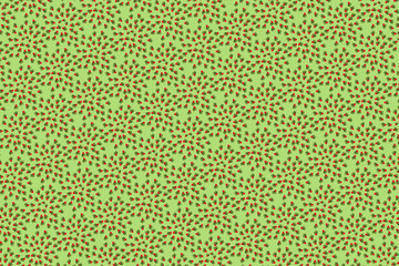 the rectangular pattern consists of red berries and green strawberry leaves on a green background. Suitable for printing, for the Internet, for banners. Concept: gardening, food