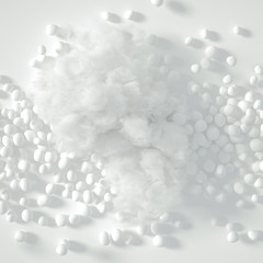 Beautiful background with beads, particles and simulation. 3d illustration, 3d rendering.