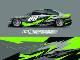 Car wrap design vector. Graphic abstract stripe racing background kit designs for wrap vehicle, race car, rally, adventure and livery. Full vector eps 10