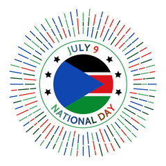 South Sudan national day badge. Independence from Sudan in 2011. Celebrated on July 9.
