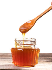 Golden honey, natural, golden, crystalline and healthy.