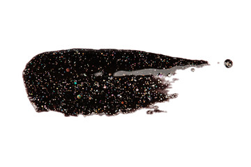 narrow brush strokes, black glitter nail polish, isolated element for design.