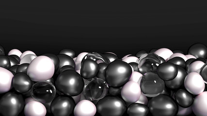 Beautiful background with beads, particles and simulation. 3d illustration, 3d rendering.