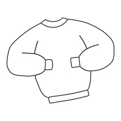 Sweatshirt illustration, minimal  line art vector drawing isolated on white. symbol of fashion, sewing, good as icon or logo.