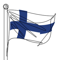 Finland National Flag One Continuous Line Abstract Vector Graphic Icon