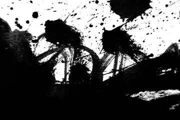 Abstract black ink texture Japan style on a white background.