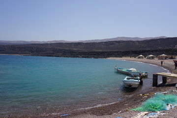 Fototapeta na wymiar Fishing Boats at the Bay of Ghoubet