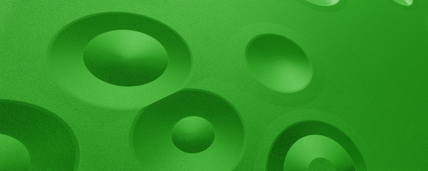 green abstract futuristic background with round geometry and copy space for text, large empty space, wallpaper