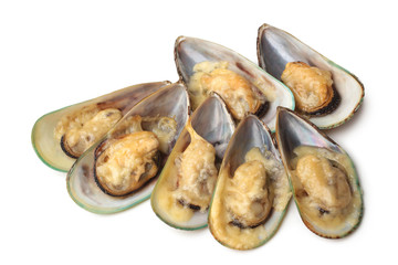 Baked mussel with cheese