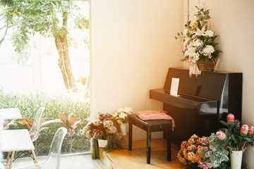 room with flowers