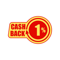 Sticker, tag, label, icon. CASH BACK 1%. Vector illustration.