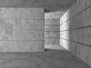 Dark concrete empty room. Modern architecture design