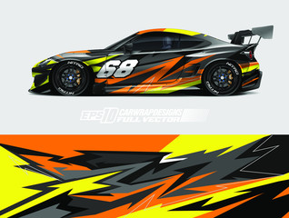 Car wrap design vector. Graphic abstract stripe racing background kit designs for wrap vehicle, race car, rally, adventure and livery. Full vector eps 10