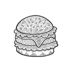 Hand drawn burger. Vector illustration.