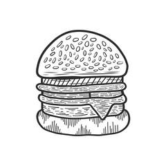 Hand drawn burger. Vector illustration.