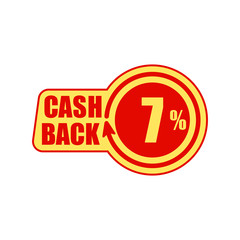 Sticker, tag, label, icon. CASH BACK 7%. Vector illustration.