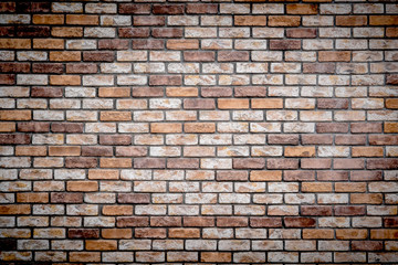 Orange small brick wall pattern for background and texture of ancient architecture backdrop