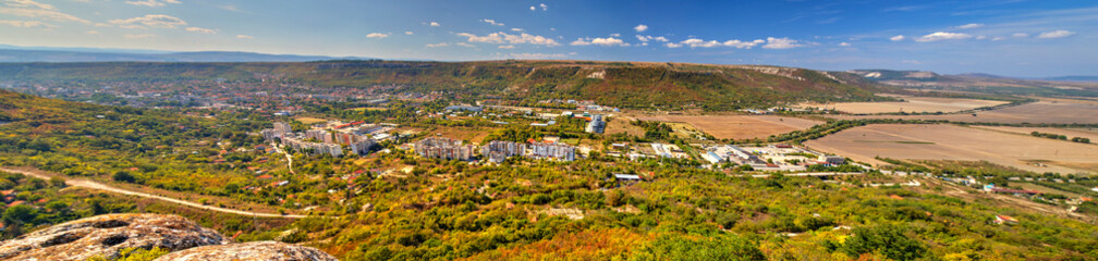 Fototapeta na wymiar Beautiful view over town of Provadia in Bulgaria