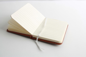 brown leather notebook open