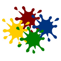 4 color paint splash isolated on white background
