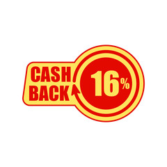 Sticker, tag, label, icon. CASH BACK 16%. Vector illustration.