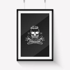 Barbershop logo angry sticker with skull