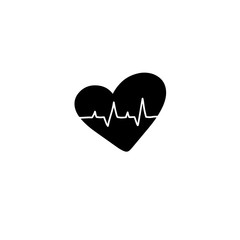 Black Heart cardiogram raster illustration scandinavian style. Romantic minimalism calligraphy love logo heartbeat. Hand drawn sign Valentines day, wedding. Medicine concept symbol for greeting card