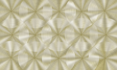 Abstract shiny metal background with circular brushed texture in golden colors