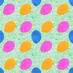 Easter seamless pattern eggs pink yellow blue