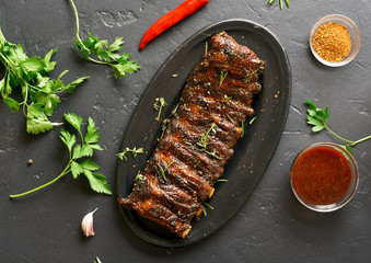 Spicy hot grilled spare ribs