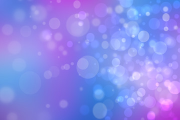 Abstract blue gradient pink purple background texture with glitter defocused sparkle bokeh circles and glowing circular lights. Beautiful backdrop with bokeh light effect.