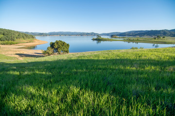 Lake berryessa blue skies summer california .