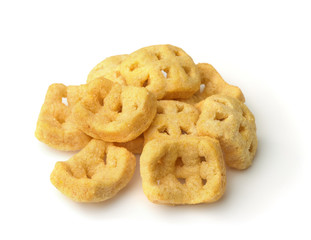 Pile of puffed potato snacks