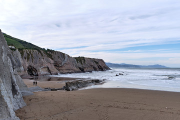 Itzurun beach in Zumaia, Basque country Spain