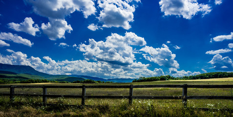 landscape with blue sky and clouds