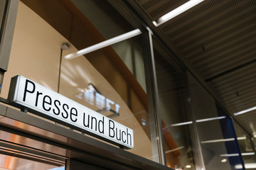 Bookshop at central station, Berlin, Germany