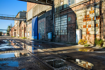 old buildings at the Gdańsk shipyard, Poland