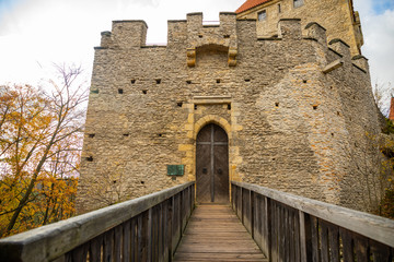 Fototapeta na wymiar Medieval castle Kokorin in north Bohemia in autumn, Czech republic