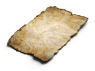 Aged brown paper with burned edges. 3d illustration