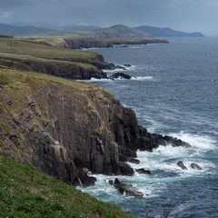 Scenic view of coastline, Ballyferriter, County Kerry, Ireland