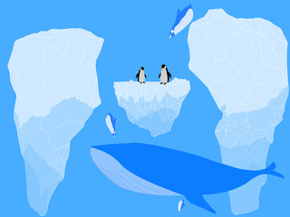 氷山とペンギンと鯨 © TKM